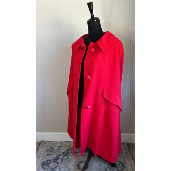 Vintage 1960's Arosak Union Made Red Embellished Button Front Cape with Pockets - Picture 6 of 10